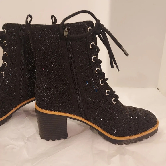 INC Samira 2 Black Rhinestone Almond Toe Mid-Calf Boots in Size 5.5 M - Picture 6 of 10